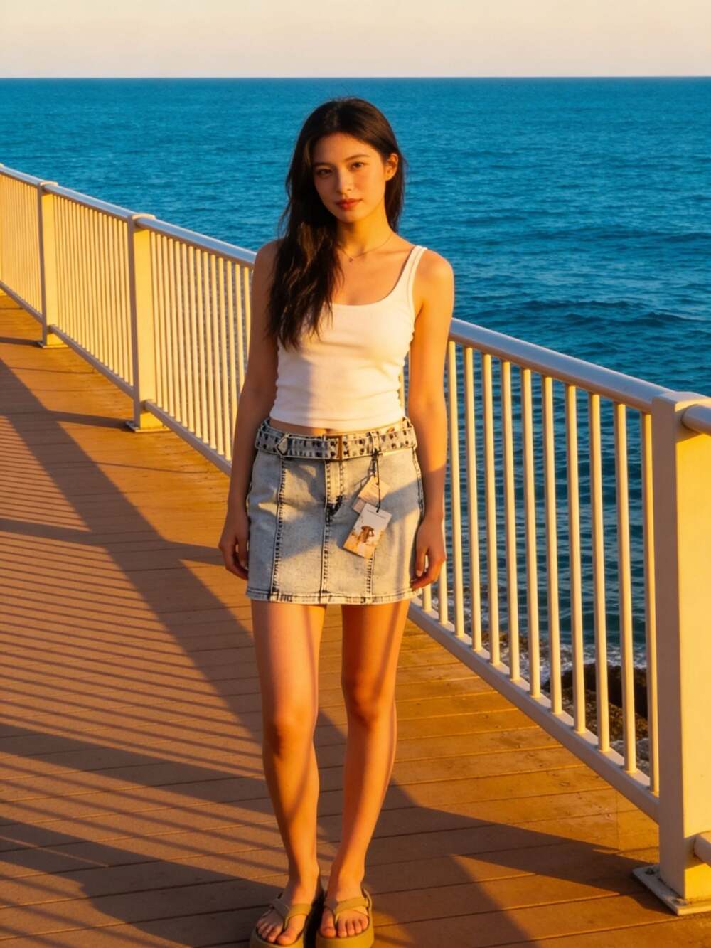 Sincerely Jules Acid Wash Denim Mini Skirt with Belt